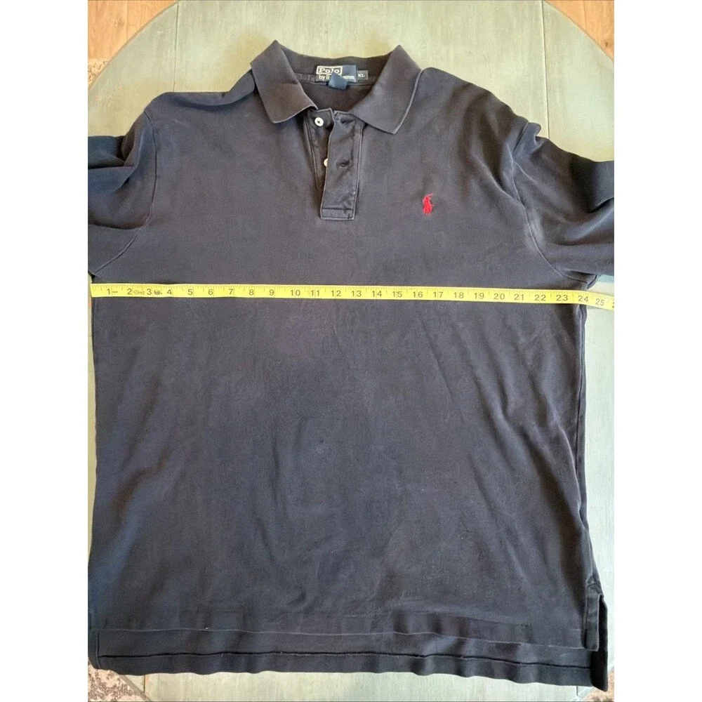 Y2K Polo by Ralph Lauren Black Navy Long Sleeve Polo Shirt Mens XL
